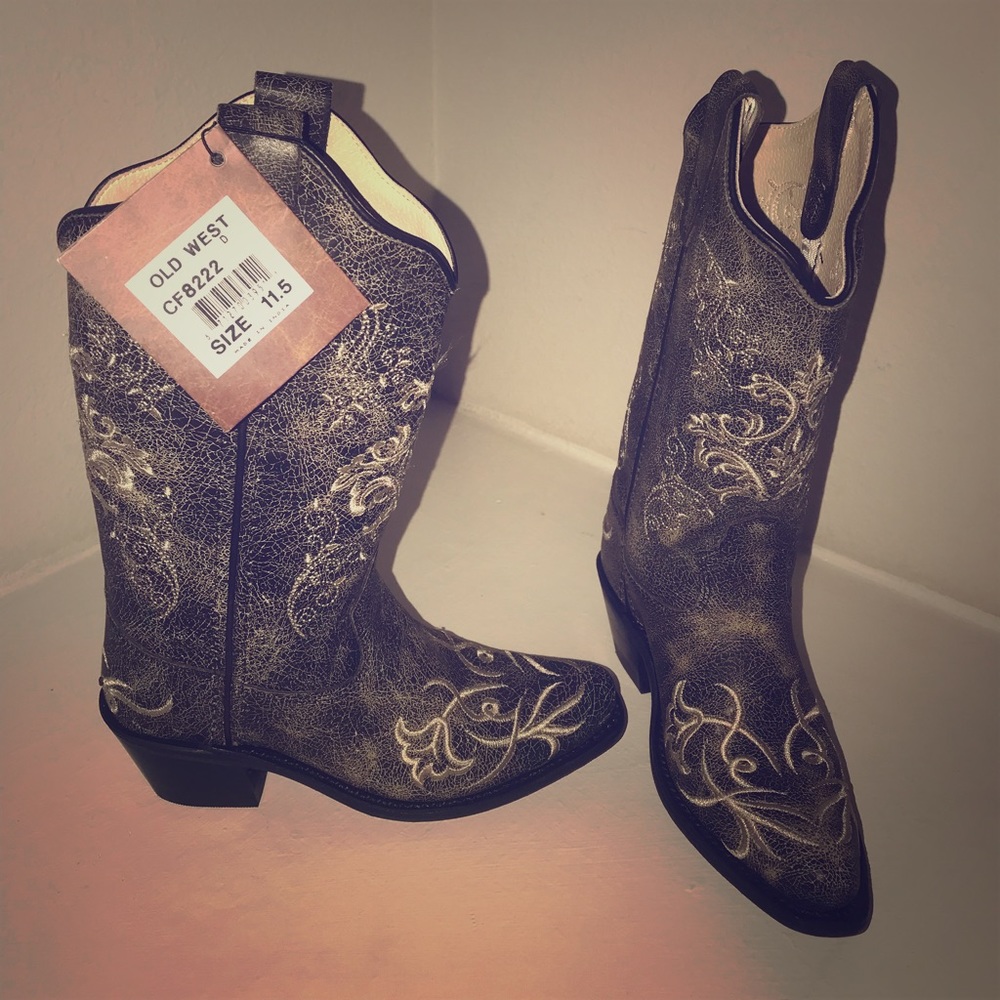 Black Design Toddler Girl Cowgirl Boots